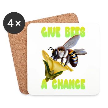 Donnez une chance aux abeilles - Dessous de verre (lot de 4) - blanc - Devant