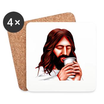 Jesus mochte Kaffee - Untersetzer (4er-Set) - Weiß - Vorne