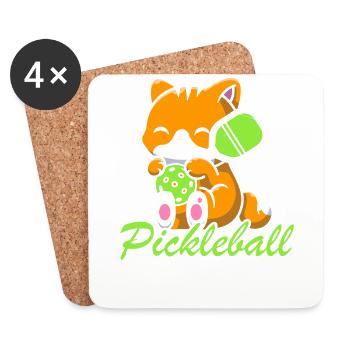 Pickleball Cat Paddle Sports Game Player - Dessous de verre (lot de 4) - blanc - Devant
