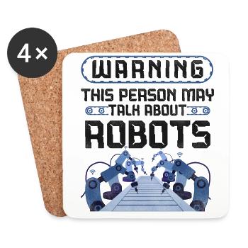Avertissement de l’ingénieur robotique robotique - Dessous de verre (lot de 4) - blanc - Devant
