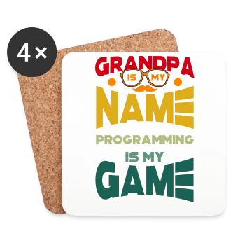 Grandpa Is My Name Programming Is My Game - Untersetzer (4er-Set) - Weiß - Vorne