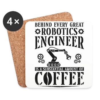 Robot Robotics Engineer Coffee - Coasters (set of 4) - white - Front