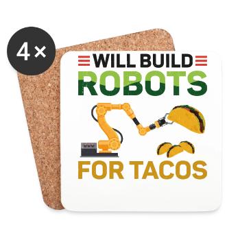 Robot robotique Ingénieur Taco Will - Dessous de verre (lot de 4) - blanc - Devant