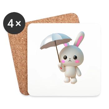 Regenschirm Hase - Untersetzer (4er-Set) - Weiß - Vorne
