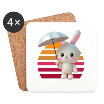 Regenschirm Hase - Untersetzer (4er-Set) - Weiß - Vorne