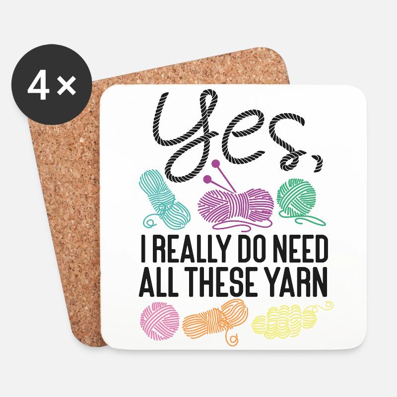 Knitting Knitter Yes, I Really Do - Untersetzer (4er-Set) - Weiß