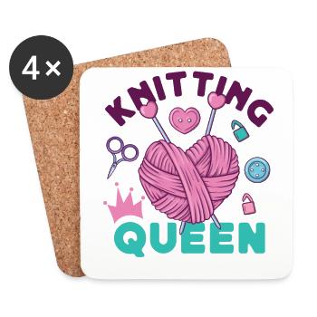Knitting Knitter Girl Knitting - Untersetzer (4er-Set) - Weiß - Vorne