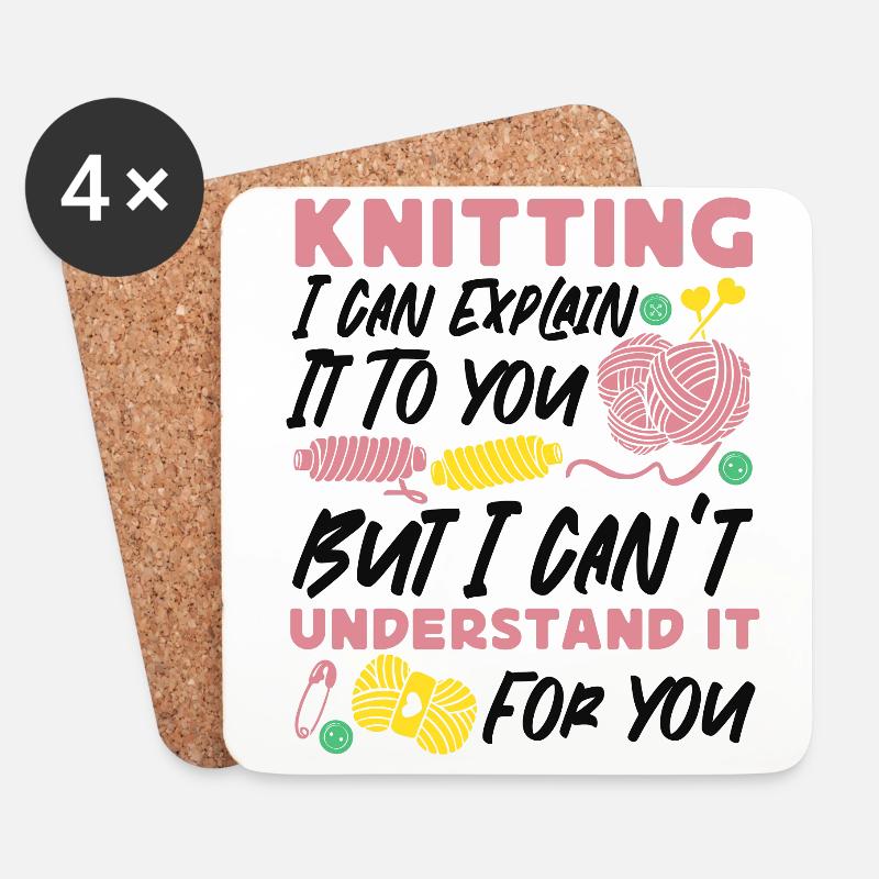 Knitting Knitter Knitting I Can - Untersetzer (4er-Set) - Weiß