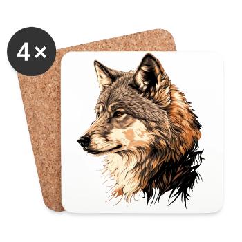 Wolf - Untersetzer (4er-Set) - Weiß - Vorne