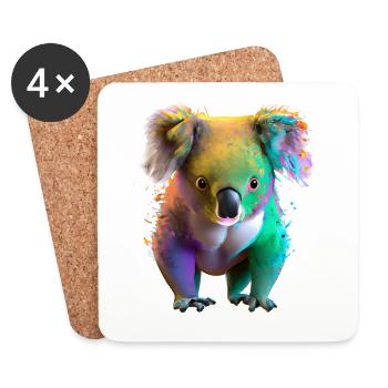 Koala in explosion of colour - Coasters (set of 4) - white - Front
