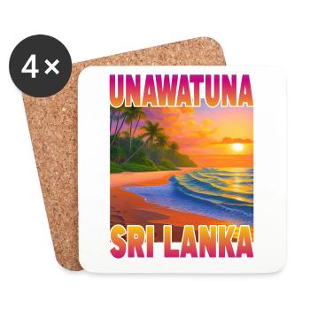 Unawatuna Sunset - Sri Lanka - Dessous de verre (lot de 4) - blanc - Devant