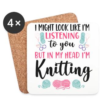 Knitting Knitter I Might Look Like - Coasters (set of 4) - white - Front