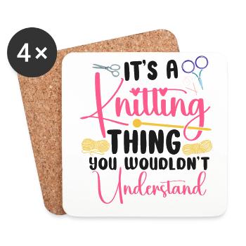 Knitting Knitter It's A Knitting - Coasters (set of 4) - white - Front