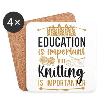 Knitting Knitter Education Is - Coasters (set of 4) - white - Front