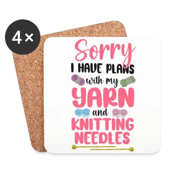 Knitting Knitter Sorry I Have - Untersetzer (4er-Set) - Weiß - Vorne