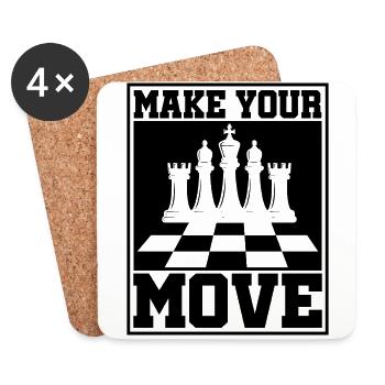 Tournoi de joueurs d’échecs pour les esprits intelligents - Dessous de verre (lot de 4) - blanc - Devant