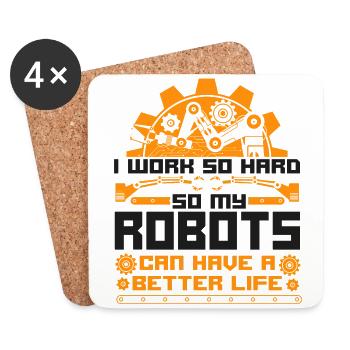 Robot Robotics Engineer Vintage I - Coasters (set of 4) - white - Front