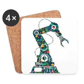 Ingénieur en robotique robotique Fleur - Dessous de verre (lot de 4) - blanc - Devant