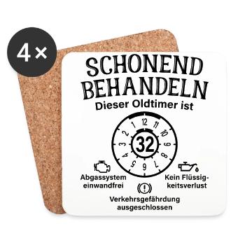 32. Geburtstag Schonend Behandeln Oldtimer Ist 32 - Untersetzer (4er-Set) - Weiß - Vorne