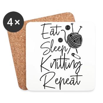 Knitting Knitter Eat Sleep - Untersetzer (4er-Set) - Weiß - Vorne