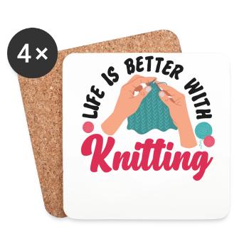 Knitting Knitter Life Is Better - Untersetzer (4er-Set) - Weiß - Vorne