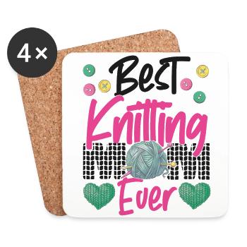 Knitting Knitter Mom Best Knitting - Coasters (set of 4) - white - Front