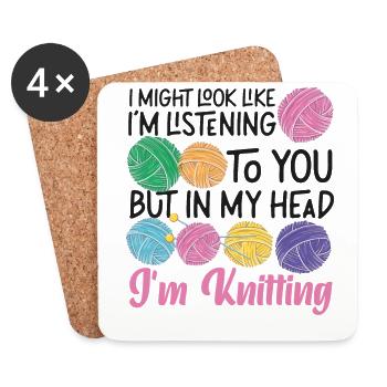 Knitting Knitter I Might Look Like - Coasters (set of 4) - white - Front