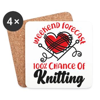 Knitting Knitter Weekend Forecast: - Coasters (set of 4) - white - Front