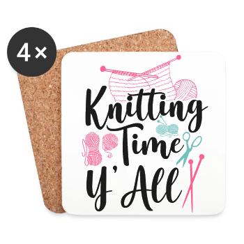 Knitting Knitter Knitting Time - Untersetzer (4er-Set) - Weiß - Vorne