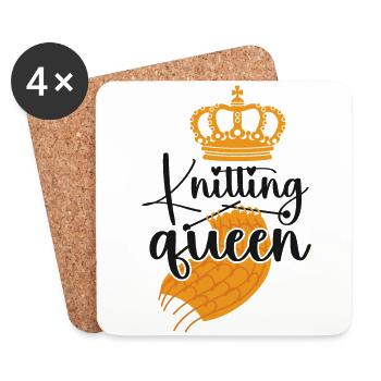 Knitting Knitter Girl Knitting - Untersetzer (4er-Set) - Weiß - Vorne