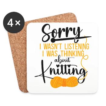 Knitting Knitter Sorry I Wasn't - Coasters (set of 4) - white - Front