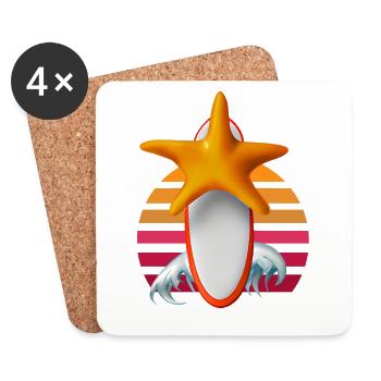 Planche de surf Starfish - Dessous de verre (lot de 4) - blanc - Devant