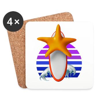 Planche de surf Starfish - Dessous de verre (lot de 4) - blanc - Devant