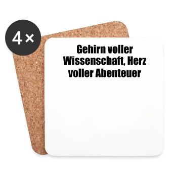 Wissenschaft - Gehirn voller Wissenschaft, Herz - Untersetzer (4er-Set) - Weiß - Vorne