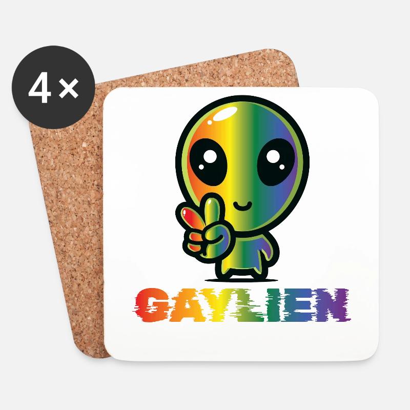 Gender Lesben, Schwule, Trans, Queer Regenbogen - Untersetzer (4er-Set) - Weiß