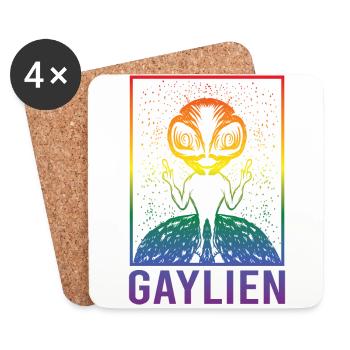 Gender Lesben, Schwule, Trans, Queer Regenbogen - Untersetzer (4er-Set) - Weiß - Vorne
