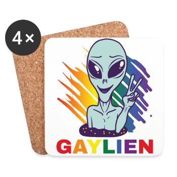 Gender Lesben, Schwule, Trans, Queer Regenbogen - Untersetzer (4er-Set) - Weiß - Vorne