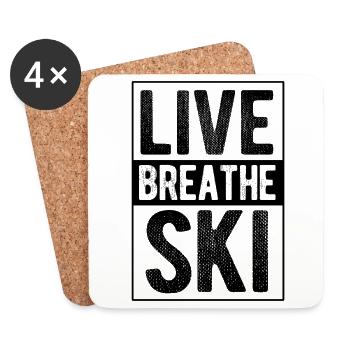 Skiurlaub Spruch Für Ski Skifahrer - Untersetzer (4er-Set) - Weiß - Vorne