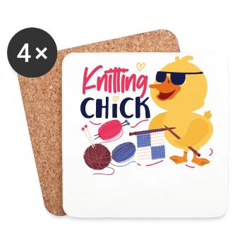 Tricoter Poulet ridé Fille - Dessous de verre (lot de 4) - blanc - Devant