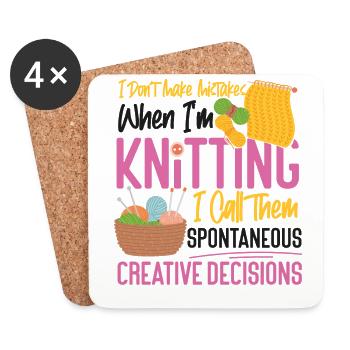 Knitting Knitter I Don't Make - Untersetzer (4er-Set) - Weiß - Vorne