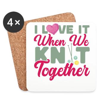 Knitting Knitter Friends Besties - Untersetzer (4er-Set) - Weiß - Vorne