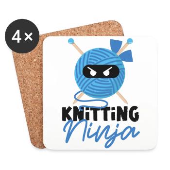 Knitting Knitter Ninja Knitting - Untersetzer (4er-Set) - Weiß - Vorne