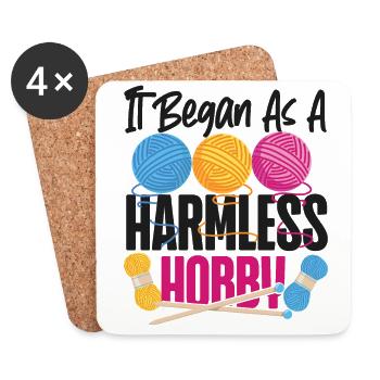 Knitting Knitter It Began As A - Coasters (set of 4) - white - Front