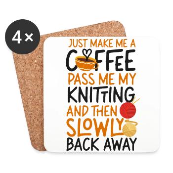 Knitting Knitter Coffee Just Make - Coasters (set of 4) - white - Front