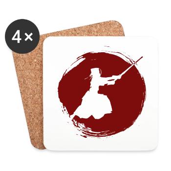 Japanischer Schwertkampf Kendo - Untersetzer (4er-Set) - Weiß - Vorne