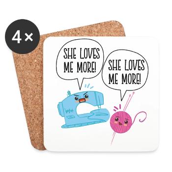 Tricoter du café tricoté qu’elle aime - Dessous de verre (lot de 4) - blanc - Devant