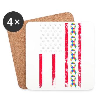 Autism Awareness Month American Sports Flag - Coasters (set of 4) - white - Front