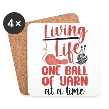 Tricoter Tricoter Living Life One - Dessous de verre (lot de 4) - blanc - Devant