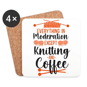 Knitting Knitter Coffee Everything - Untersetzer (4er-Set) - Weiß - Vorne