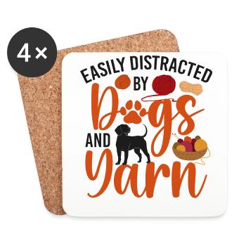 Knitting Knitter Dog Easily - Untersetzer (4er-Set) - Weiß - Vorne